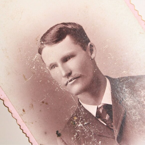 Vintage 1800s Edwardian Victorian Photograph Man From 1911, Black And White - Picture 6 of 7